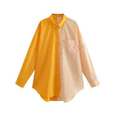 Women's T-Shirt Long Sleeve Loose Color Matching Shirt