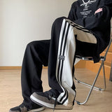 Men Sweatpants Men Autumn Retro Patchwork Wide-Leg Casual Pants