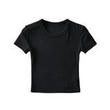 Women T-Shirt round Neck Short Sleeve T-shirt Women's Tight Top