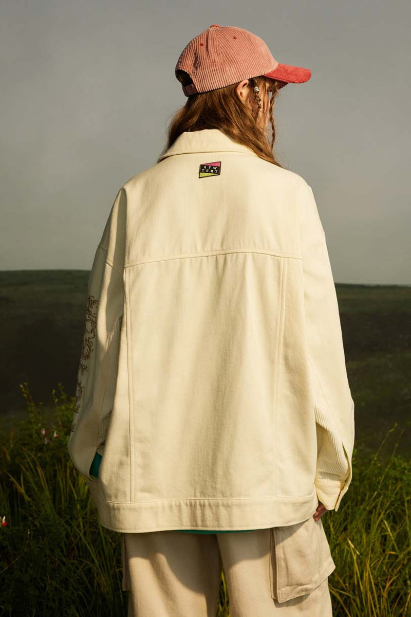 Unisex Jacket Autumn Twill Floral Coat Women's Clothing