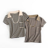 Women T-Shirt T-shirt Short Sleeve Women Summer Lapels Top