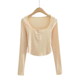 Women T-Shirt Long-Sleeved T-shirt Women's Short Autumn