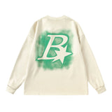 Men Hoodie Inkjet Letters Printed Crew Neck Sweatshirt