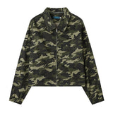 Men Denim Jacket Men's Loose Hole Denim Camouflage Coat