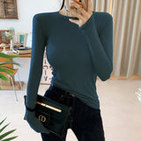 Women's Long Sleeve Shirt round Neck Long Sleeve Bottoming Shirt for Women Autumn