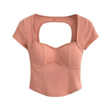 Women T-shirt T-shirt Summer Slim Fit Short Stitching Bottoming Shirt