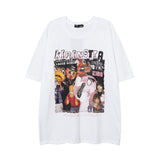 Men T Shirt Retro Hip Hop Printed Short-Sleeved T-shirt Men and Women Casual