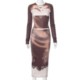 Woman Dresses Women's Spring Printing Color Contrast round Neck Long Sleeve T-shirt
