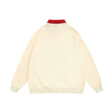 Men Hoodie Lapel Pullover Sweater Boys Embroidered Animal Spring and Autumn Loose Casual Top