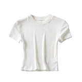 Women's T-Shirt Summer round Neck Tight Short-Sleeved T-shirt