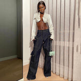 Women Cargo Pants Jeans for Women Straight Wide Leg