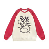 Men Hoodie Cartoon Cat Pattern Printed Sweater