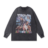 Men Long Sleeve Shirt Washed Long Sleeve Bottoming T-shirt Men and Women Oversize