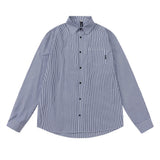 Men Long Sleeved T Shirt Spring and Autumn Vertical Striped Long Sleeve Shirt Men's Casual Loose Shirt Outer Wear