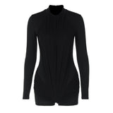 Women Jumpsuit Women's Winter Fashion Solid Color Slim Fit Long Sleeves Jumpsuit