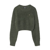 Women Sweater Short Sweater Girls' Autumn Solid Color Long Sleeve Sweater