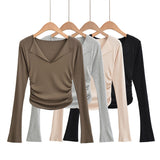 Women T-Shirt Women's Sexy Long Sleeve T-shirt Flare Sleeve Underwear Blouse Top