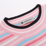 Women Sweater Short Sleeve Knitwear Women's Summer Casual round Neck Multicolor