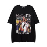 Men T Shirt Retro Hip Hop Printed Short-Sleeved T-shirt Men and Women Casual