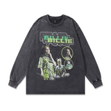 Men Long Sleeve Shirt Printed Distressed Long Sleeve T-shirt Men and Women Retro