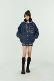 Unisex Jacket Autumn Washed Denim Hooded Jacket Women's Clothing
