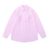 Men Long Sleeved T Shirt Spring and Autumn Yarn-Dyed Plaid Long Sleeve Shirt Men's Fashion Brand Bowknot Shirt