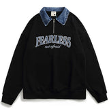 Men Fleece Lined Hoodie Multicolor Hoodie Men's Ins Loose Letter Embroidery Polo Top