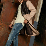 Men Jack Men's Coat Sub-Stitching Leather Fashion Trench Coat