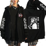 Men Women Anime Zip Hoodie Demon Slayer Graphic Print
