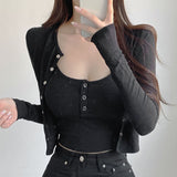 Women Long Sleeve Shirt Black and White Striped Camisole Small Cardigan Coat