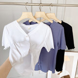 Women T-Shirt Women's Summer Fashion Short Sleeve Cardigan