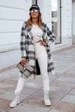 Plaid Trench Coat Fashion Plaid Woolen Coat Overcoat Women