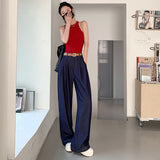Palazzo Pants High Waist Drooping Summer Loose Straight Pants Ice Silk Jeans