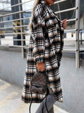 Plaid Trench Coat Fashionable Lengthened Plaid Shirt Women's Coat
