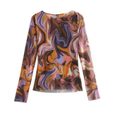 Women Skirt Autumn Printed Long Sleeve T-shirt Skirt Suit