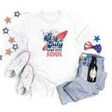 National Flag Day T Shirts Summer round Neck T-shirt Women's Short Sleeve Independence Day Women