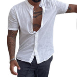 Men Shirt Men's Cotton Linen Solid Color Shirt Solid Color Long Sleeve Shirt
