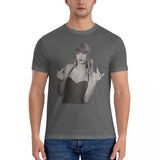Vintage Finger T-Shirts for Men Crewneck Cotton T Shirt