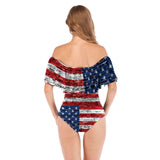 National Flag Day T Shirts Independence Day Printed One-Piece Swimsuit for Women