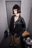 Unisex Jacket Fall Contrast Color Line Leather Coat Women's Clothing