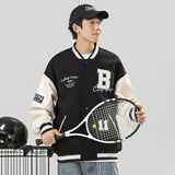 Varsity Jacket Vintage Embroidered Baseball Uniform Men's and Women's Baggy Coat Men's Color Matching Couple Jacket