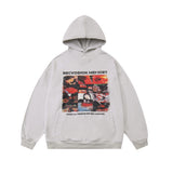Men Hoodie Printed Sweater Men's Loose Washed-out Distressed Long Sleeve