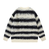Men Long Sleeve Shirt Navy Fur Striped Knitted Couple's Tops All-Match Sweater for Men and Women