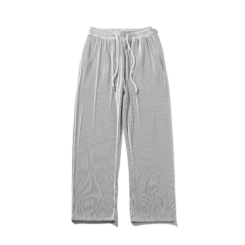 Men Sweatpants Striped Ice Silk Pants Men's Summer
