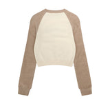 Women Sweater Splicing Knitwear Loose-Fitting Women's Autumn Crew Neck Sweater