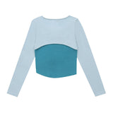 Women Long Sleeve T-Shirt Short Long Sleeve Cardigan Vest Women's Summer Casual T-shirt