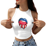 National Flag Day T Shirts Summer Printed Cropped Top
