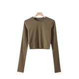 Women Skirt Crew Neck Slim-Fit Short Long Sleeve T-shirt Spring and Summer Suit