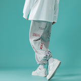 Men Sweatpants Graffiti Pants Men's Korean-Style Trendy Loose Straight Casual Pants