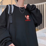 Men Hoodie Cartoon Anime Print Autumn Sweater Male Loose